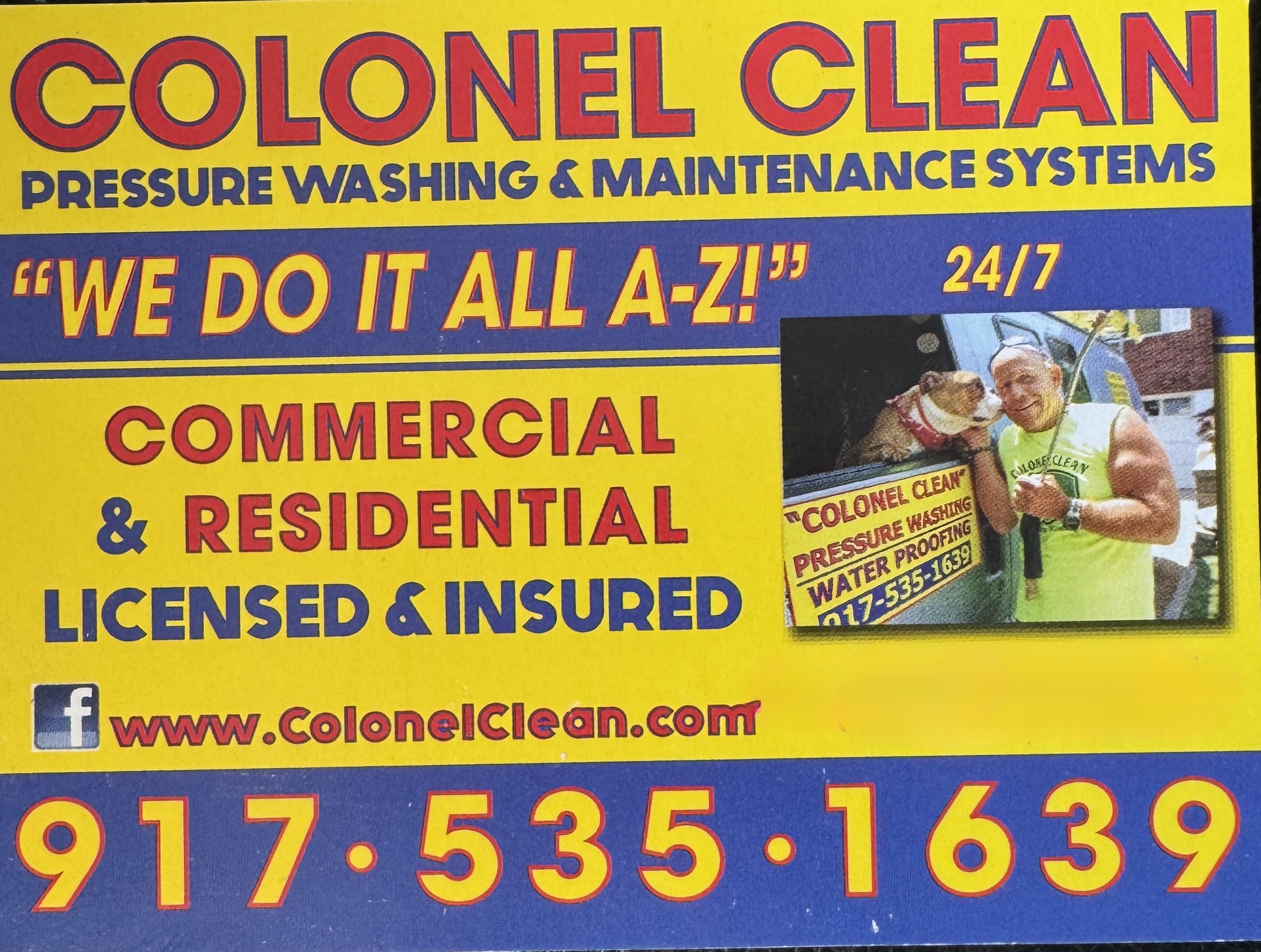 Colonel Clean original business card — front